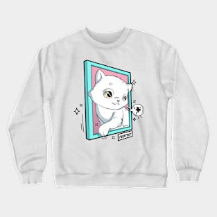 Cute kitten purrtrait portrait cat pun Crewneck Sweatshirt